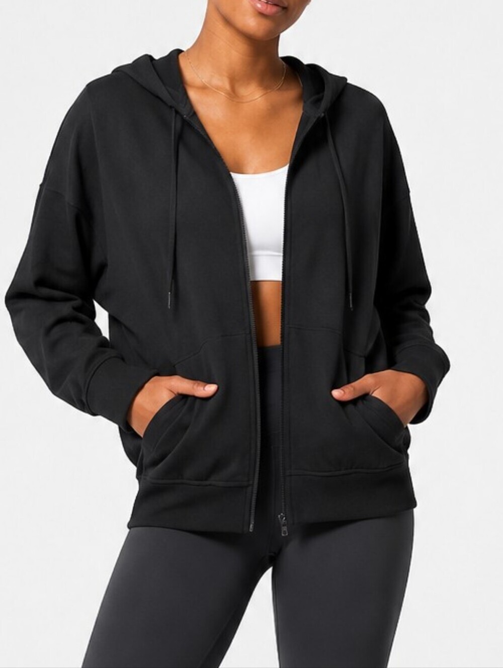 Lululemon Set Aside Zip Up Hoodie Sweatshirt Black Cotton-wool French Terry